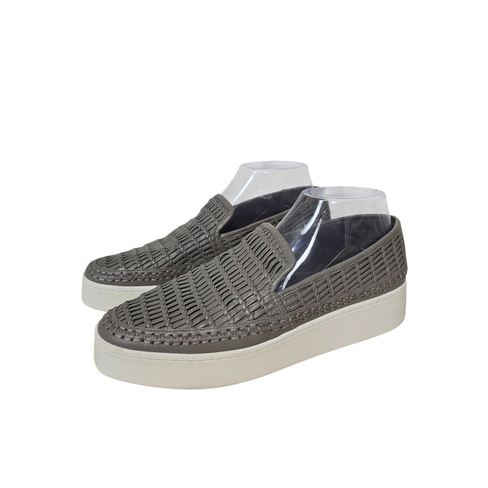 Vince Warren Grey Woven Leather Platform Slip On Sneakers Womens Size 8 M EUR 38 - Picture 3 of 7